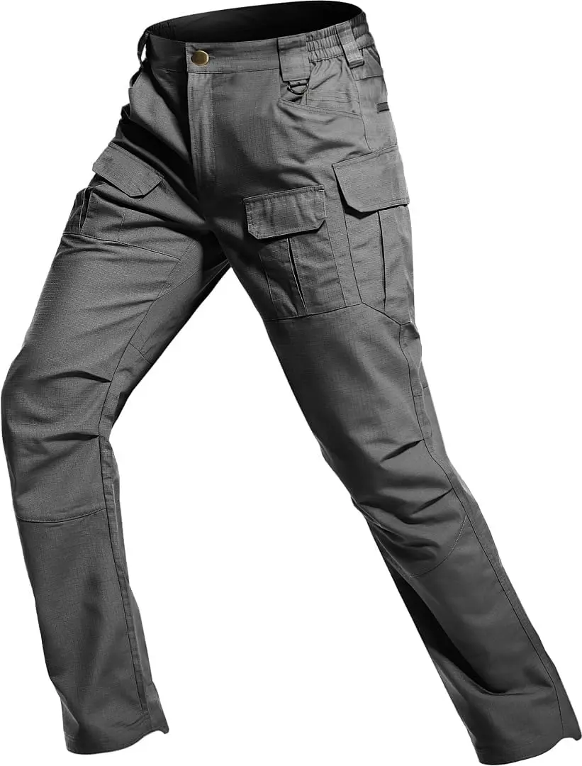 Men's Ripstop Tactical Pants Water Resistant Cargo Pants Outdoor Lightweight EDC Hiking Work Construction Pants