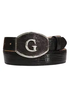 El General Exotic Lizard Leather Cowboy Belt - Black 45299