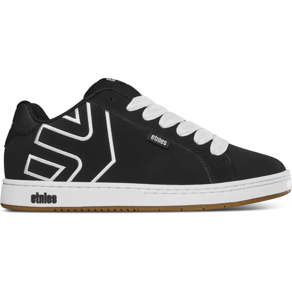 etnies Fader Black/White Retro Skate Shoes, All-Day Cupsole Comfort, Wide Padded Suede, Grippy Outsole, 90s Skate Classic Reissued Sneakers