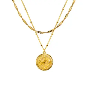 Fettero Gold Initial NecklaceLetter Pendant Initial Choker Necklace for Women Girls Jewelry Gifts