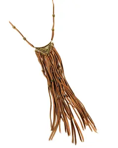 Shyanne Women's Mystic Valley Leather Fringe Necklace - Saho24n9-Gld