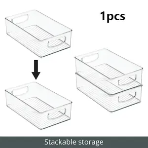 Transparent Cosmetic Organizer Shelf, Stackable Desktop Storage Box, Office Makeup Jewelry Tray, Kitchen Food Container with Handle