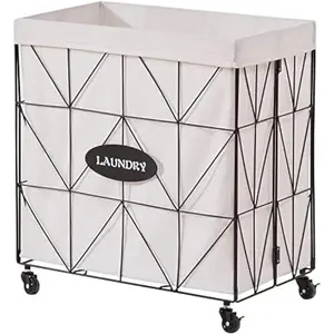 Collapsible Laundry Hamper with Wheels,Capacity and Removable Liner, Sturdy Frame for Clothes and Transport (110L-LX-Black)