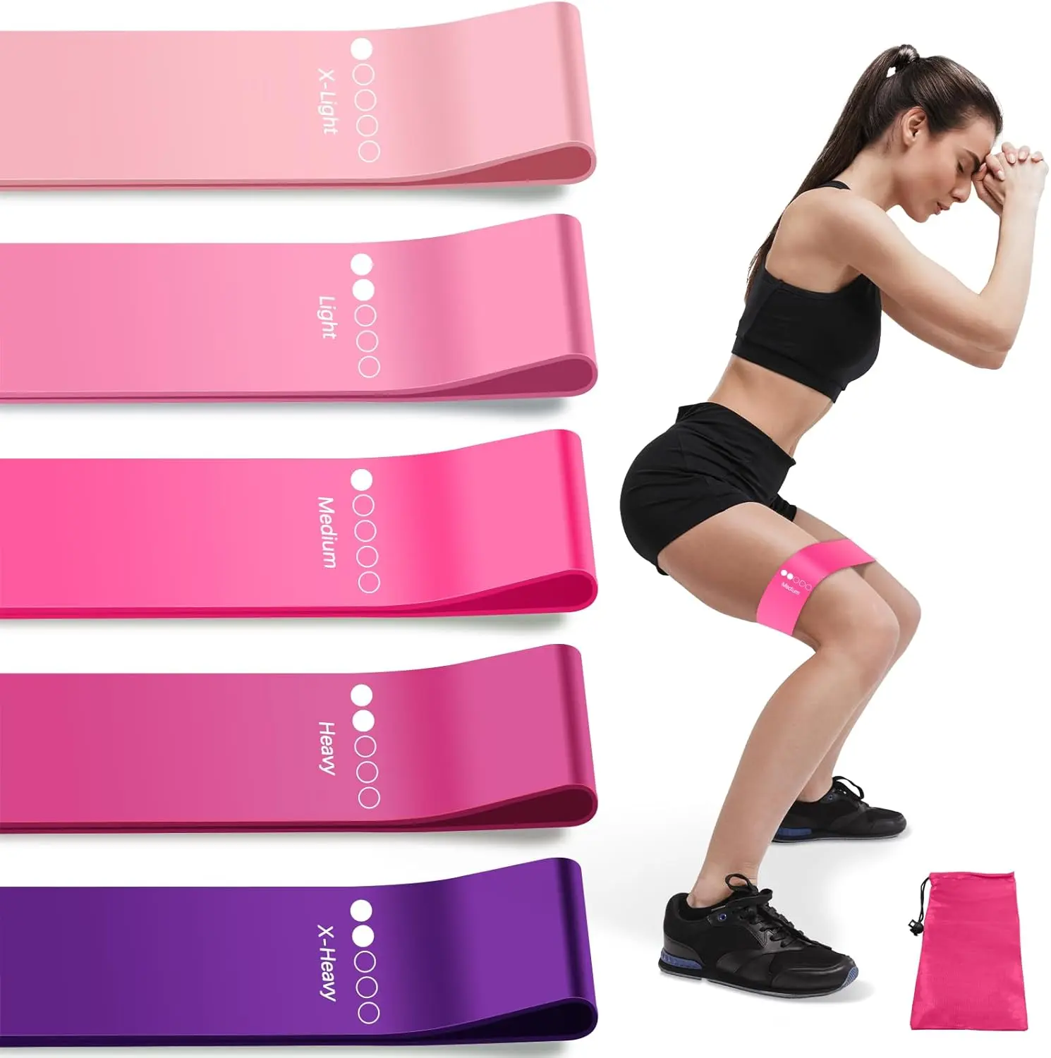 Resistance Bands for Working Out, Exercise Bands Resistance Bands Set with 5 Resistance Levels, Multi-Colored Workout Bands for Indoor & Outdoor Fitness, Leg Strength Training, Yoga