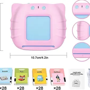 Pogshe Talking Flash Cards - Pink and blue Colorful Design with Multiple Cards for Learning and Fun Activities