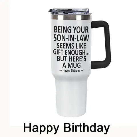 Funny Mother's Day Gift for Mother, Son-in-Law, 40oz Insulated Tumbler with Handle and Lid, Being Your Son-in-Law Seems Like Gift Enough Coffee Mug, Humorous Coffee Cup, FATHER'S DAY Gift, Best Mother Ever Present, summervibes, dealsforyou, summerwins