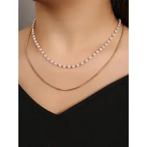 European and American Double-layer Stacked Bead Snake Bone Chain, Niche High-end Women's Necklace