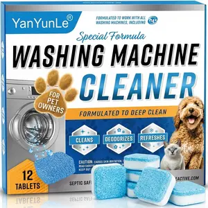 [Frsara] Washing Machine Cleaner for Pet OwnersWashing Machine Cleaner Descaler 12 Pack - Deep Cleaning Tablets For HE Front Loader Top Load Washer Deodorizer, Inside Drum And Laundry Seal