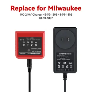 Charger Replacement for Milwaukee Battery Charger Compatible with Milwaukee 18V Max Lithium Battery 100-240V Charger 48-59-1808 48-59-1802 48-59-1807