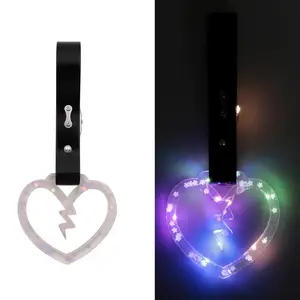 LED Broken Heart Clear JDM TSURIKAWA Ring Subway Train Bus Handle Strap Black