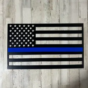 Thin Blue Line American Flag – Powder Coated Steel Wall Sign
