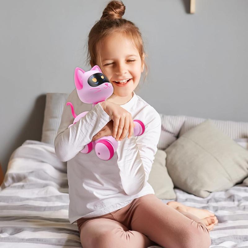 Remote Control Robot Cat Toy - RC Robotic Cat for Kids, Interactive Programmable Smart Robot Pet with Light, Sound, Touch Sensing, LED Eyes, Dance & Music, Gift for Kids 3+