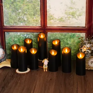 Black Flickering Flameless, Battery Powered, LED Candles with Remote Control Timer, Party Wedding Decor, Halloween, christmas decorations, Lighting