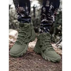 Men’s anti-slip, wear-resistant hiking boots; comfortable outdoor training shoes; work motorcycle boots; ankle height; all seasons; lightweight hiking boots