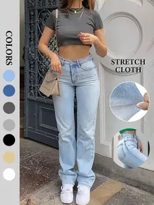 NVFelix Straight Leg Jeans for Women High Waisted Length Stretchy Denim Pants Baggy Jeans