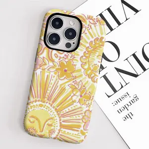 Sunflower Illustration Phone Case for iPhone 16PM, 15PM, 13, 13 Mini, 12, 11, XS Max & 7 SE2 - Glossy Finish, Device Accessory, Mobile Cover, Floral Design, Smooth Texture, Protective Cover, Art Enthusiasts, Fashion Lovers