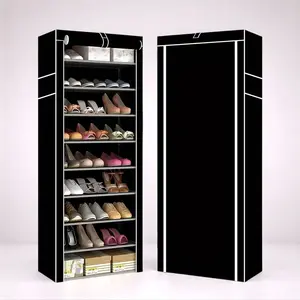 Space-Saving Shoe Rack Organiser, 10-Tier Design, Durable Steel Structure & Tnt Fabric, Surface Treatment, Ideal for Organizing Shoes