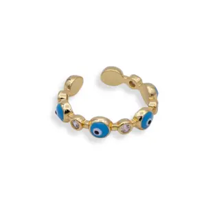 Bubble Evil Eye Ring with Cubic Zirconia
