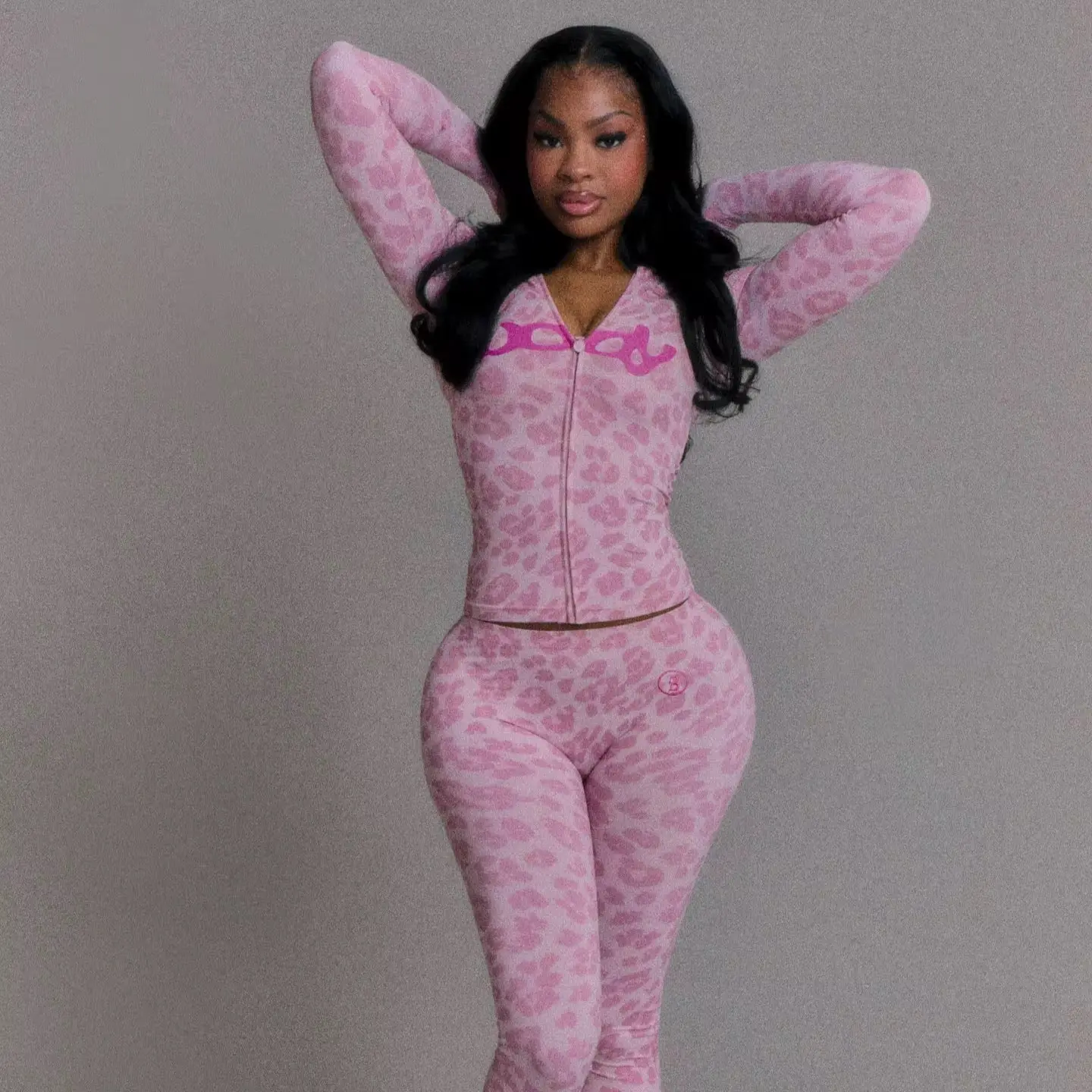 Pink Army Premium Heavyweight Ribbed 2 Piece Matching Set - High Glam Luxury Streetwear Contour Crop Top & Leggings Lounge Set - Elite Comfort Silhouette-Sculpting Two-Piece Outfit