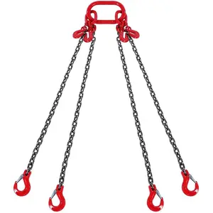 VEVOR Chain Sling, 5/16 Inch X 5 Ft Lifting Chains with Hooks, G80 Engine Chain Hoist Lifts, 11000LBS Lifting Sling Chains for Engine Hoist, Engine Lift Chain 5T with 4 Leg Grab Hooks and AdjustersVEVOR Super Brand Day