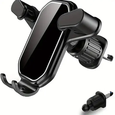 Cell Phone Car Mount - 360-Degree Rotatable 1-Touch Adjustable Smartphone Holder, Metal Hook, Easy Stable Installation, Car-Safe Accessory for Navigation, iPhone-Compatible Automotive Phone Mounts & Holders