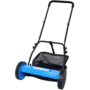 Hardware 14-Inch 5-Blade Push Reel Lawn Mower with Grass Catcher, BLUE COLOR