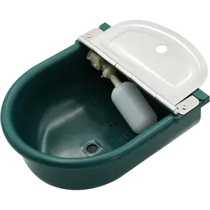 Automatic Waterer Bowl Large Horse Waterer with Float Valve and Drain Plug Automatic Water Feeder Dispenser Bowl for Sheep  Horse Cow Pig Plastic (Dark Green)