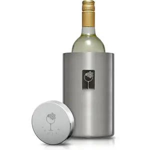 Chiller Bucket with Stainless Ice Stone - Champagne Bucket for 750ml Single Bottle Cold up to 5 Hours - Iceless Insulated Double Walled White  Cooler Bucket ()