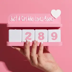 Book Lover's Interactive Counter & Reading Tracker, Heart or Books Design, Cute Bookish Shelf Decor, Home Office Decor, Creative Desktop Decoration