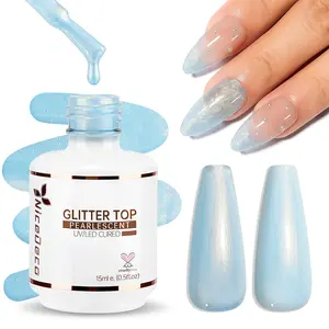 Nicedeco Gel Nail Polish Pearlescent Glitter Gel Top Coat 018