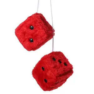 Plush Dice Car Mirror Hanging Decorations, Car Ornament, Vintage Dices with Spots, Set of Two, Perfect for Interior Decoration