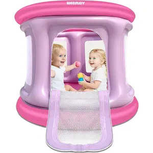 Inflatable Bounce House Ball Pit for Toddlers, with Pump, Safety Net, 30 Pit Balls, Indoor Outdoor Mini Bubble Bouncer for 2 Toddlers Aged 1-3
