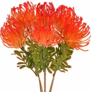 6 PCS Tropical Flowers Christmas Flowers Artificial UV Resistant Fake Plastic Protea Fake Spider Mum Flower Arrangement for Table Centerpieces Home Kitchen Office Indoor Outdoor Decor
