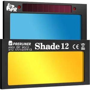 Gold Shade 12 Auto Darkening Welding Lens 2" x 4 1/4", Slim 0.2" Welding Lens with Cool Blue Puddle View for Pancake & Sugar Scoop Welding Hoods