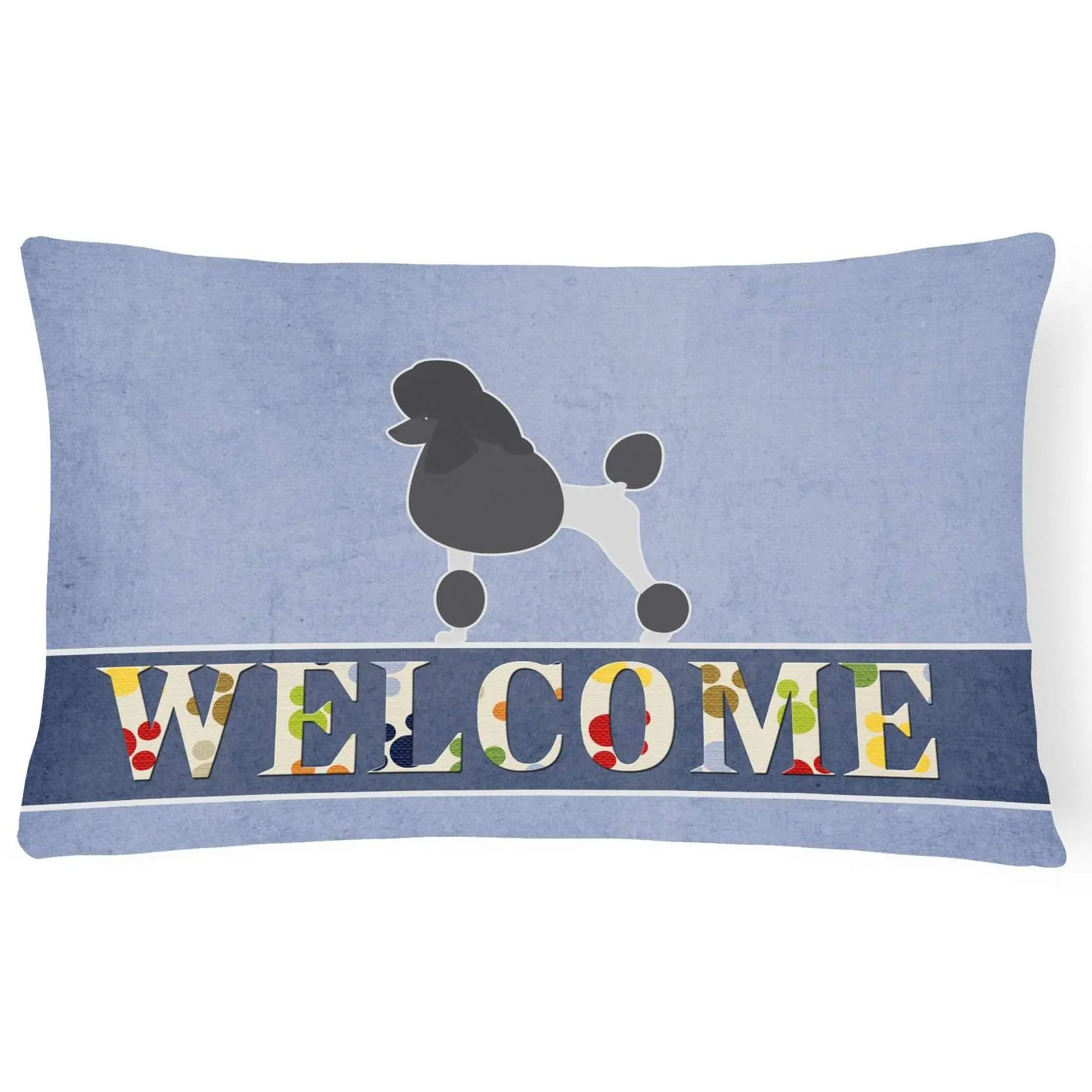 Handmade Poodle Welcome Canvas Decorative Pillow, 12x16in Polyester Water-Resistant Cushion with Artistic Look for Patios-Porches, Model BB5543PW1216, Superior Local Craftsmanship