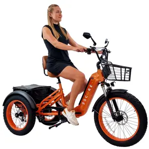 3SCORE Rear Drive Foldable Electric Trike – Premium Charged Orange