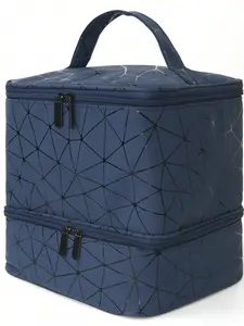 Double Layer High-End Makeup Bag, Travel Cosmetic Bag, Large Capacity Portable Washbag, Nail Polish Storage, Separated Compartments, Travel & Daily Use, Cosmetic Pouch, Makeup Organizer Pouch