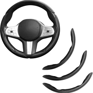 Carbon Fiber Anti-Slip Steering Wheel Covers (3 Piece Set), Waterproof Butterfly Design, Fits 99% of Common Car Models