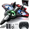 2.4GHz Wireless Rechargeable RC Airplane Trainer - Durable Foam Remote Control Aircraft with LED Lights, Auto-Return Function, Vivid Trails, 40-Minute Rechargeable Battery Runtime, Kids' Unisex Easter/Children's Day Gift