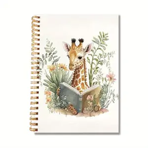 1 Pc Watercolor Paintings, The Giraffe Reading A Book Spiral Notebook, Journal Notebooks for Writing Work Office College, Friend Gifts., Motivational Positive Journal Notebook 5.5×8.3in 50 Pages.