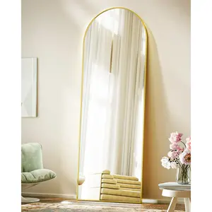 BEAUTYPEAK Arched Full Length Floor Mirror 64"x21.1" Full Body Standing Mirror,Gold
