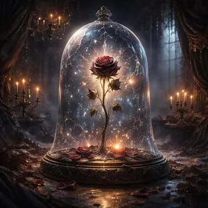 5D DIY Full Drill Round Diamond Painting - Diamond Painting Kit Rose, Glass Dome Mosaic Canvas DIY Wall Art, Home Wall Decoration