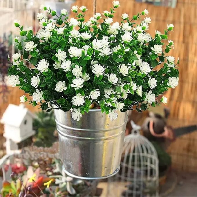 10 Bundles UV-Resistant Eco-Friendly Faux Eucalyptus Shrubs, No-Fade Plastic Flowers with Realistic Texture & Natural Look, Indoor-Outdoor Decor (Sports & Outdoor Accessories)