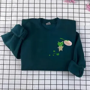 Green Korok Hahaha Embroidered Sweatshirt, Brown Korok Hoodie, Zelda Embroidered Sweatshirt or Hoodie with Text, Icon