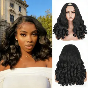 Yaki Curly V Part Wig Synthetic Wigs for Women 18 Inch Heat-Resistant Hair Replacement Wig for Daily Use