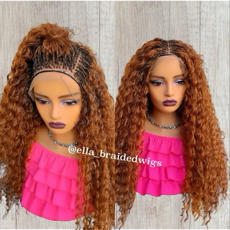 Ellasbeautyworld synthetic BraidedWigs 13x4 Lace Front Micro Braided Wig, 18-Inch, Color #30.