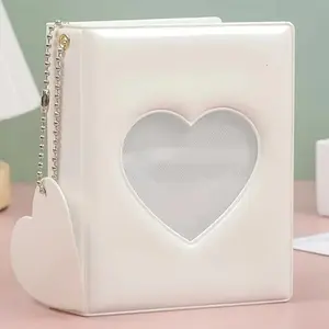 1PC Heart Shaped Scrapbook Photo Album, Pocket Photo Card Holder, Photo Storage Album, Photo Organizer Holds Up to 32 Photos