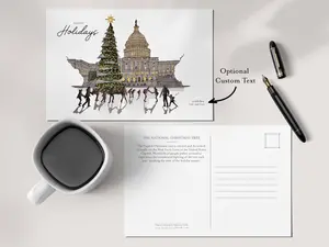Holiday Postcards | Washington DC Holiday Cards | Custom Christmas Cards | Watercolor Christmas