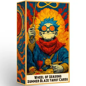 Wheel Of Seasons Cards, Summer Blaze Tarot Deck, 80 Red Edged Cards, 13x8 Cm, Beginner Card Game, Ideal for New Players