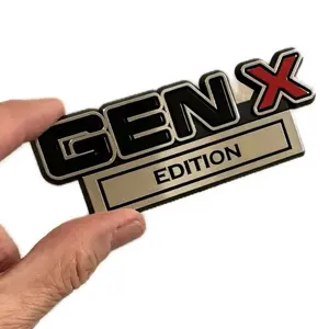 GenX Red X Edition Car Emblem - Made in America-4” wide Die Cut Adhesive